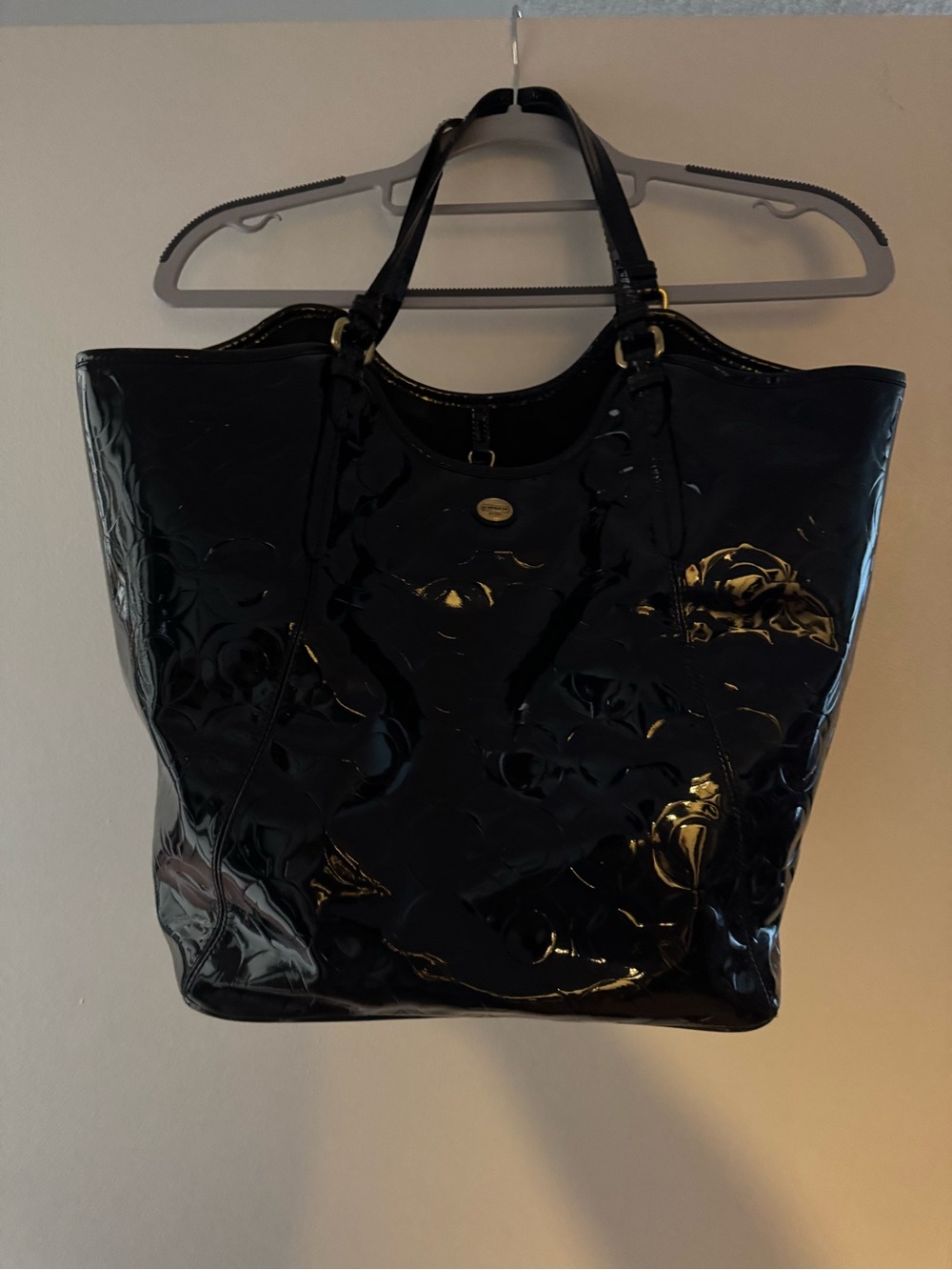 Coach Black Patent Signature Tote